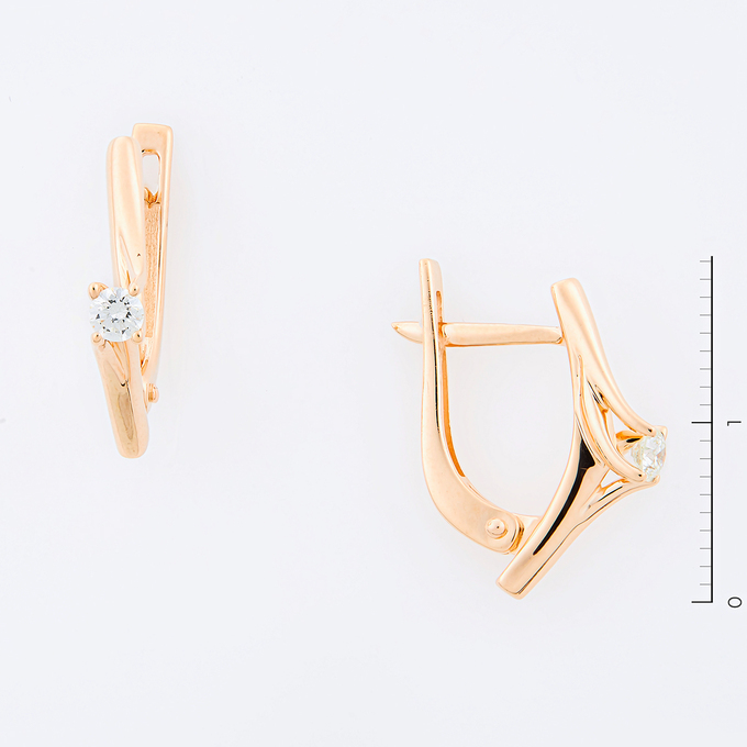 Серьги из золота 585 пробы c 2 бриллиантами