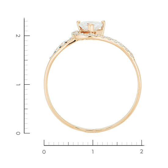 Кольцо из комбинированного золота 585 пробы c фианитами, Л64017308 за 10080