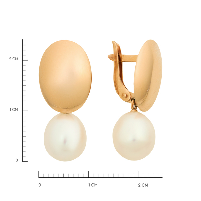 Серьги из золота 585 пробы c культивированным жемчугом