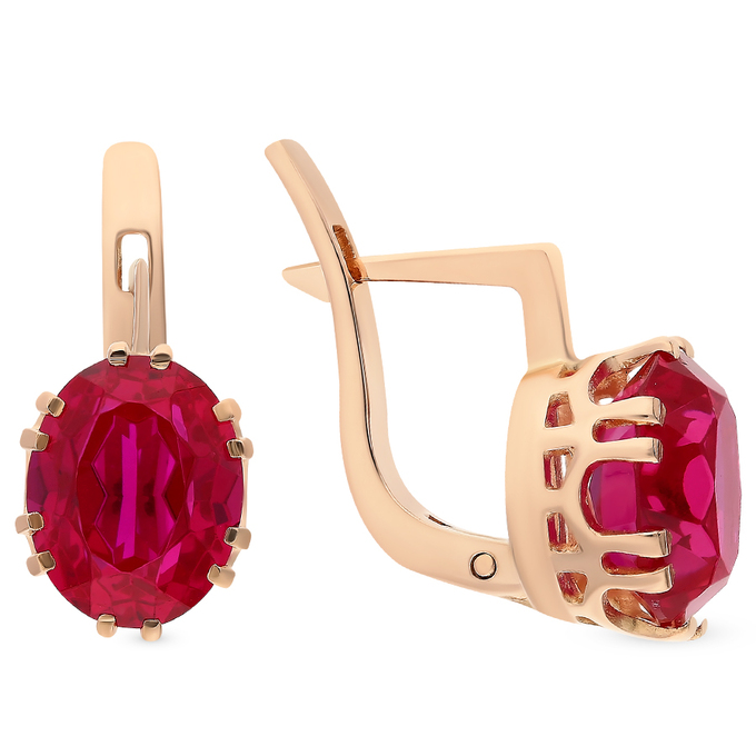 Серьги из золота 583 пробы c корундами
