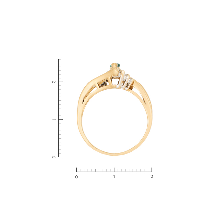 Кольцо из золота 585 пробы c 14 бриллиантами и 1 изумрудом, Л 5206 2927 за 58320