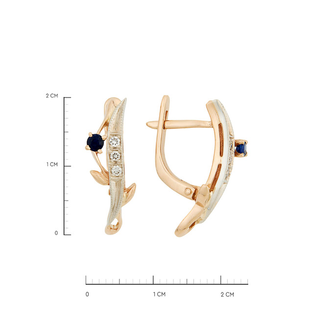 Серьги из золота 585 пробы с сапфирами и бриллиантами, Л 0512 3257 за 51500