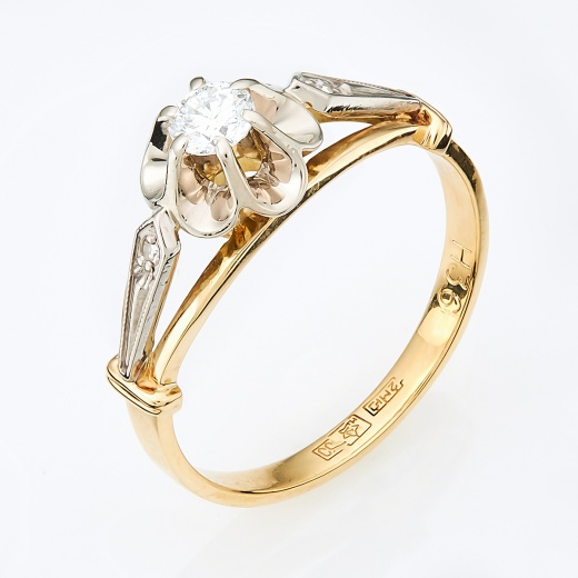 Кольцо из комбинированного золота 750 пробы c 3 бриллиантами Л41053957 фото 1