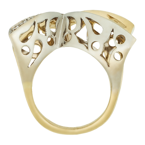 Кольцо из комбинированного золота 585 пробы c фианитами, Л30133761 за 40950