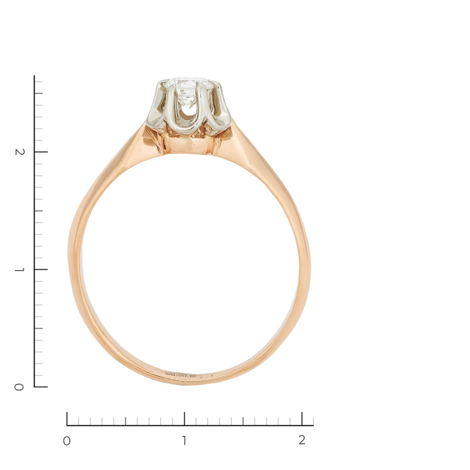 Кольцо из комбинированного золота 585 пробы c 1 бриллиантом, Л 4306 0923 за 75530
