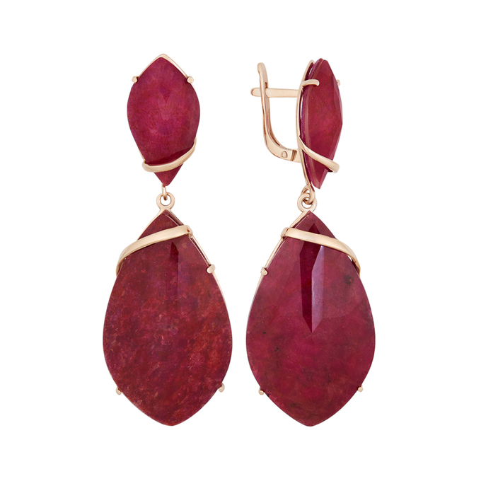 Серьги из золота 585 пробы c дуплетами, корундами и кварцами, Л 2811 0322 за 99920