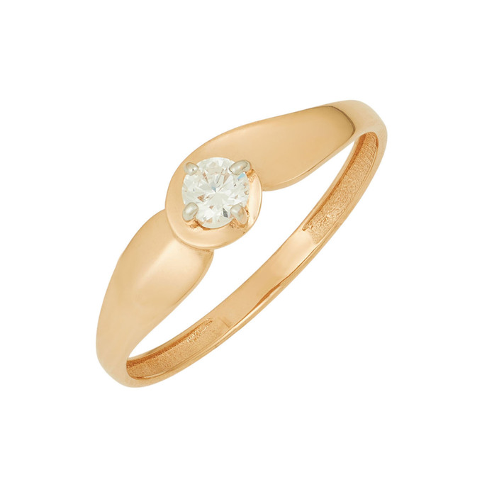 Кольцо из золота 585 пробы c фианитом