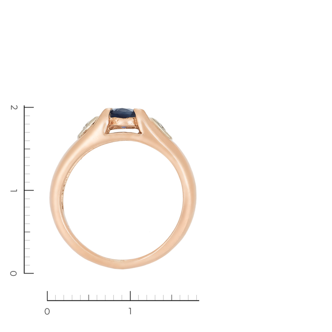 Кольцо из красного золота 585 пробы c 1 сапфиром и 2 бриллиантами, Л 4106 5919 за 35120