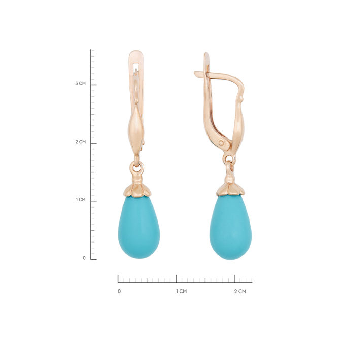 Серьги из золота 585 пробы c бирюзой им., Л 2212 4524 за 24800
