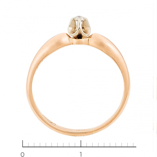 Кольцо из комбинированного золота 585 пробы c 1 бриллиантом, Л39101777 за 9540