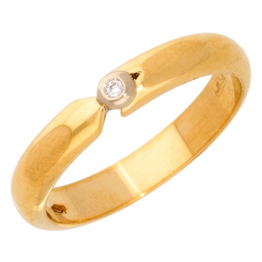 Кольцо из желтого золота 750 пробы c 1 бриллиантом 008126 фото 1
