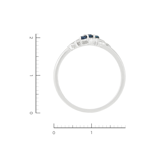 Кольцо из белого золота 585 пробы c 10 бриллиантами и 3 сапфирами, Л54033950 за 7200