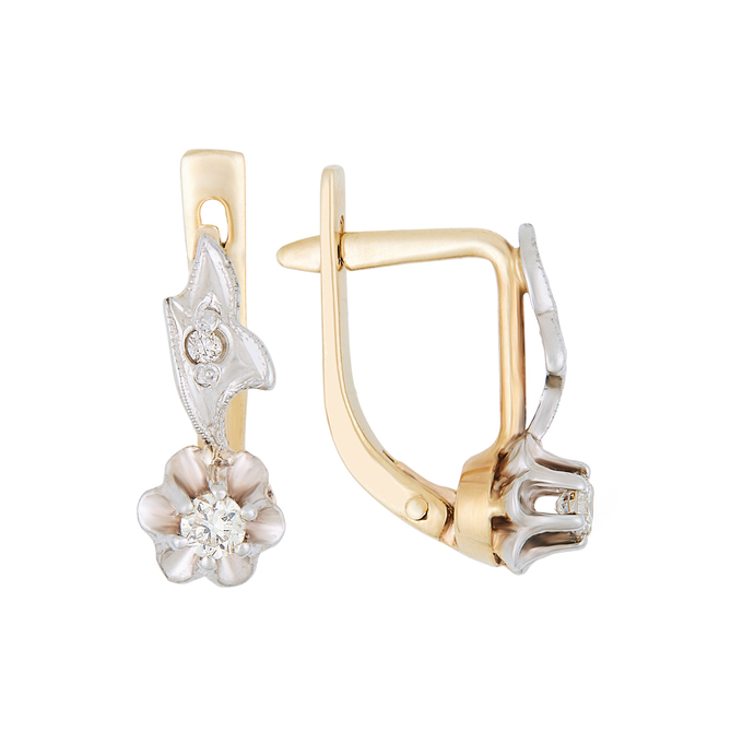 Серьги из золота 585 пробы c бриллиантами, Л 4807 2980 за 30320