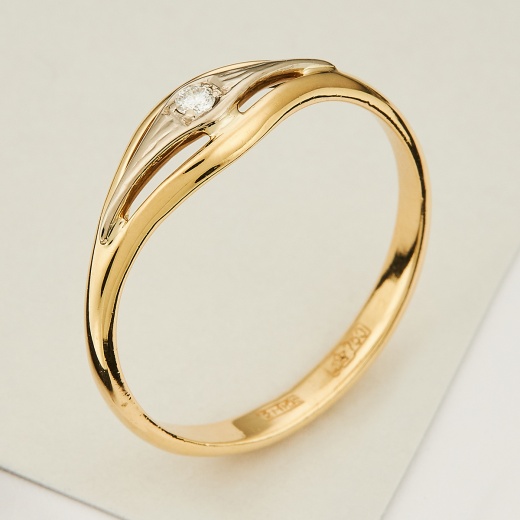 Кольцо из комбинированного золота 750 пробы c 1 бриллиантом Л18049303 фото 1