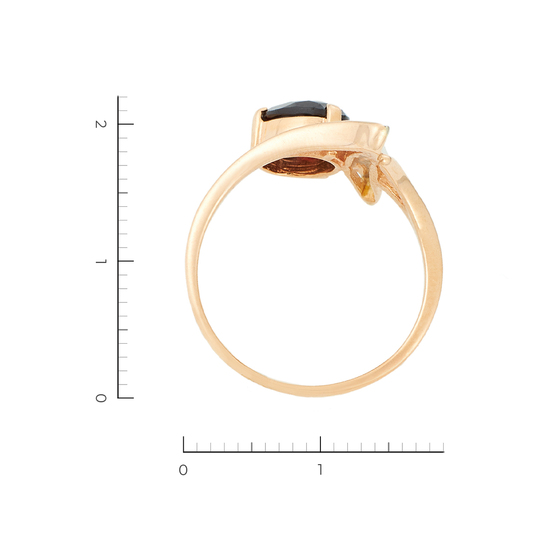Кольцо из комбинированного золота 585 пробы c 1 гранатом и фианитами, Л71017104 за 12240