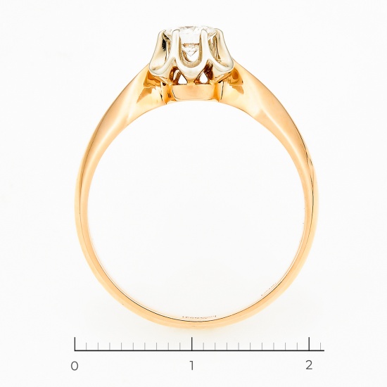 Кольцо из комбинированного золота 583 пробы c 1 бриллиантом, Л45045872 за 71560