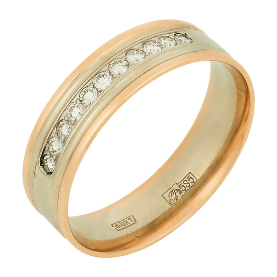Кольцо из комбинированного золота 585 пробы c 11 бриллиантами, Л39101100 за 26000
