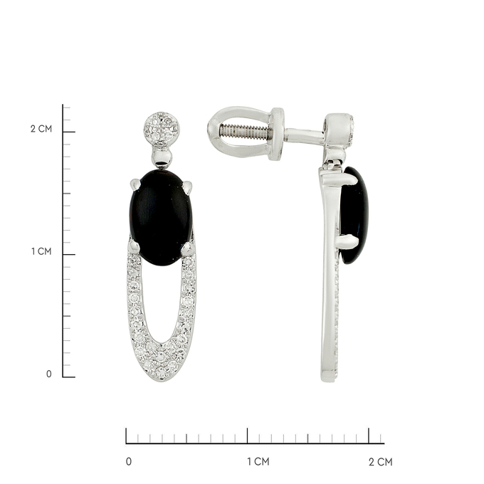Серьги из золота 585 пробы с бриллиантами и ониксами, Л 5805 3552 за 39200