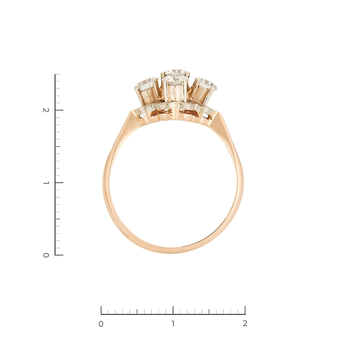 Кольцо из комбинированного золота 585 пробы c 5 бриллиантами, Л 2810 1854 за 195000