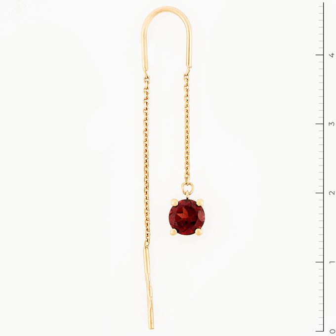 Серьги из красного золота 585 пробы c 2 гранатами