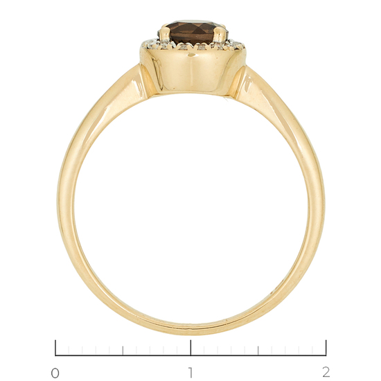 Кольцо из желтого золота 585 пробы c 16 бриллиантами и 1 раухтопазом, Л11151844 за 11940