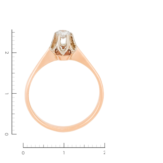Кольцо из комбинированного золота 583 пробы c 1 бриллиантом, Л39101223 за 31920