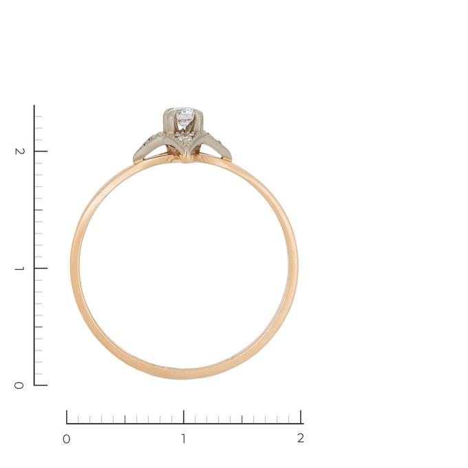 Кольцо из комбинированного золота 585 пробы c 5 бриллиантами, Л 1811 2892 за 28720