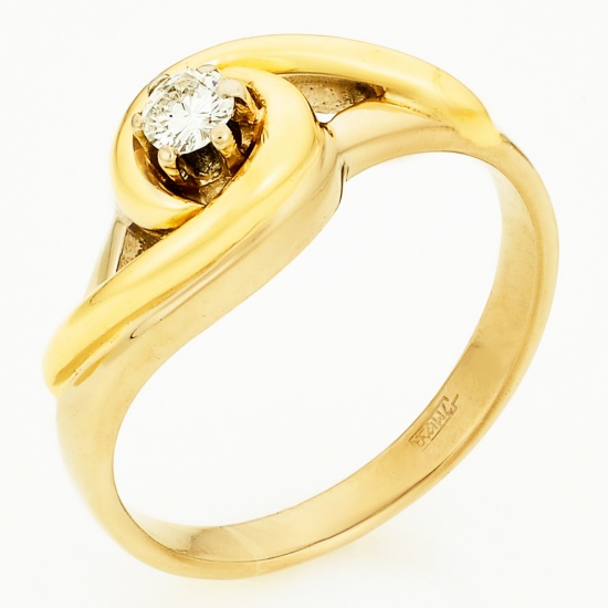 Кольцо из комбинированного золота 750 пробы c 1 бриллиантом, Л23132741 за 33950
