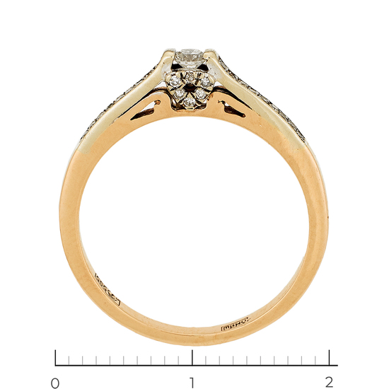 Кольцо из комбинированного золота 585 пробы c 31 бриллиантами, Л28092652 за 18550