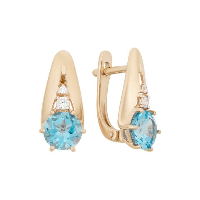 Серьги из золота 585 пробы c топазами и фианитами, Л 4806 3899 за 30000