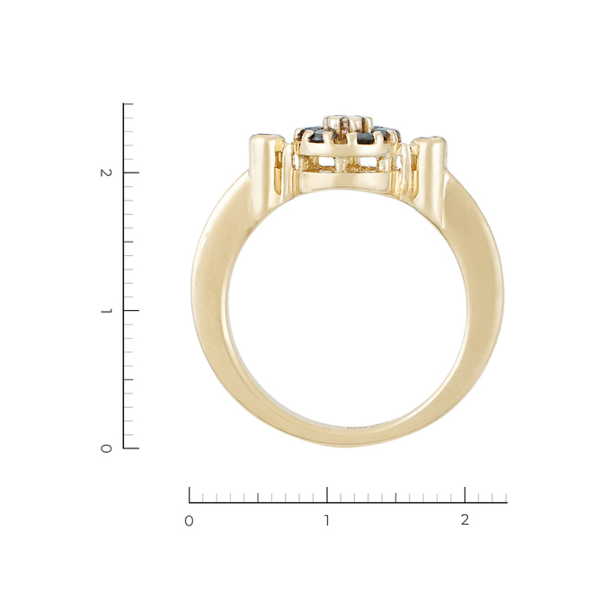 Кольцо из желтого золота 585 пробы c 9 бриллиантами