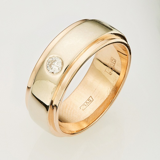 Кольцо из комбинированного золота 585 пробы c 1 бриллиантом Л63013210 фото 1