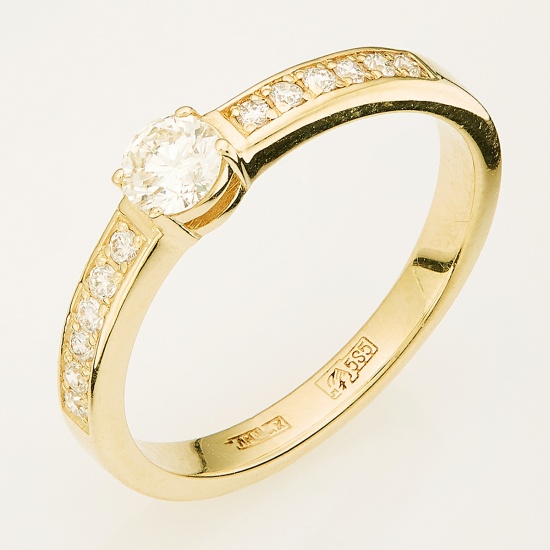 Кольцо из желтого золота 585 пробы c 13 бриллиантами, Л24128598 за 58750