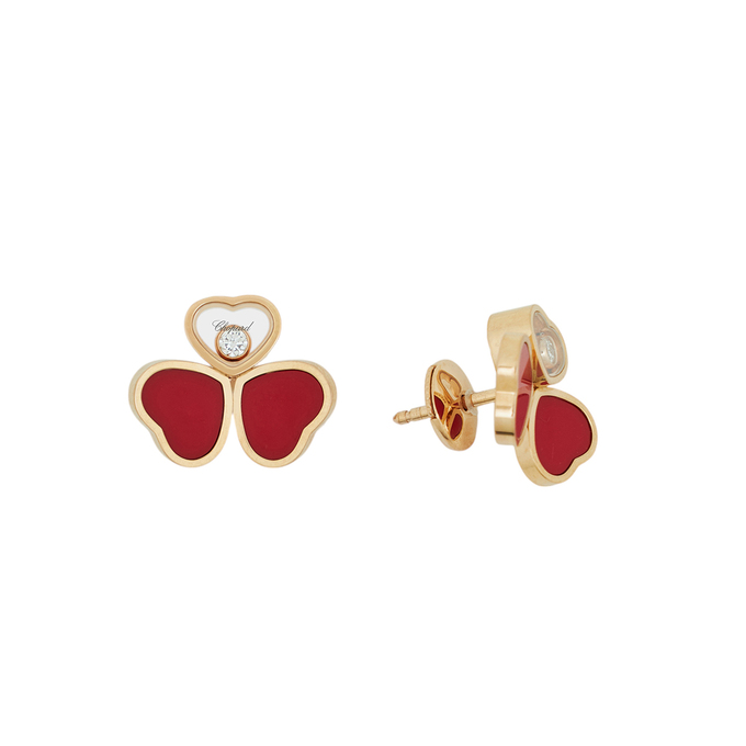 Серьги из золота 750 пробы c 2 бриллиантами и 4 агатами