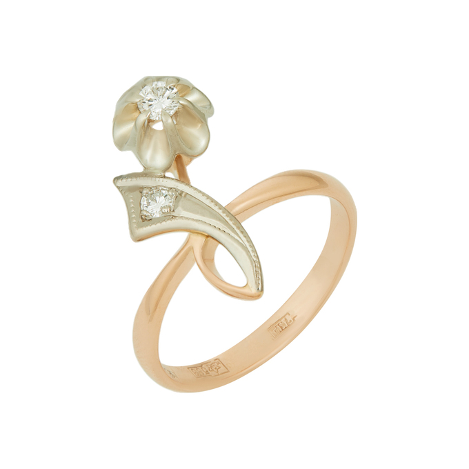 Кольцо из золота 583 пробы c бриллиантами