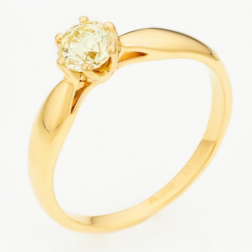 Кольцо из желтого золота 585 пробы c 1 бриллиантом Л73016993 фото 1