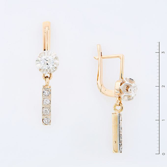 Серьги из золота 585 пробы c 10 бриллиантами