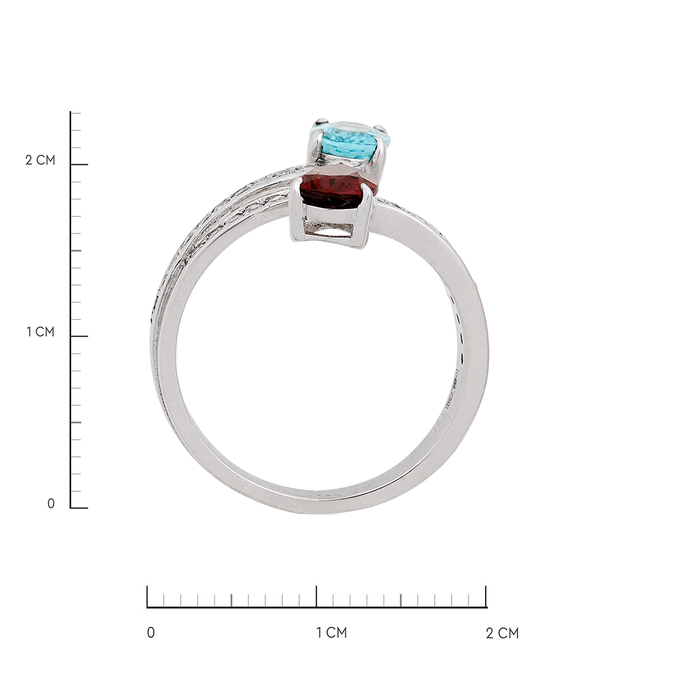 Кольцо из золота 750 пробы c гранатом, турмалином и бриллиантами, Л 2812 3924 за 121000