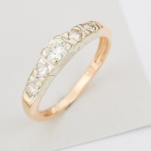 Кольцо из комбинированного золота 585 пробы c 5 бриллиантами Л05123231 фото 1