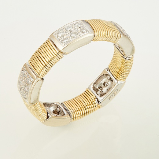 Кольцо из комбинированного золота 750 пробы c 30 бриллиантами 114077 фото 1
