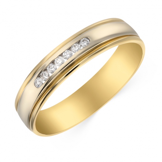 Кольцо обручальное из комбинированного золота 585 пробы c 7 бриллиантами Л39060023 фото 1