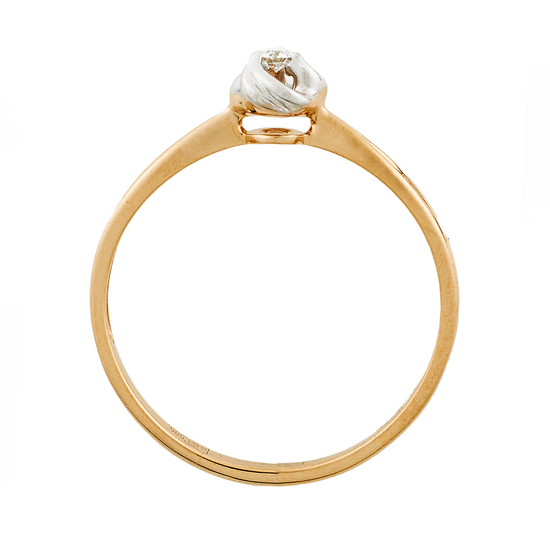 Кольцо из комбинированного золота 585 пробы c 1 бриллиантом, Л35061053 за 6540