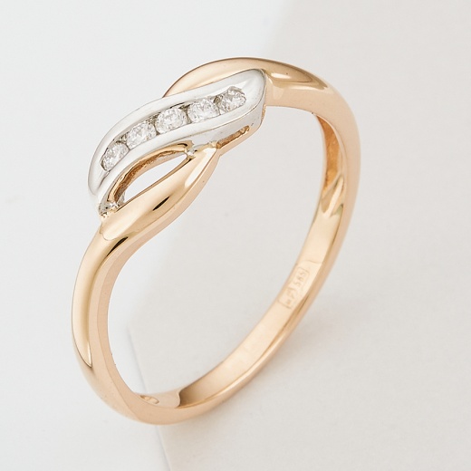 Кольцо из комбинированного золота 585 пробы c 5 бриллиантами Л04068883 фото 1