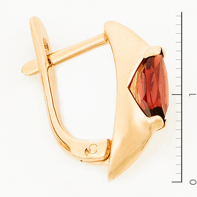 Серьги из красного золота 585 пробы c 2 гранатами
