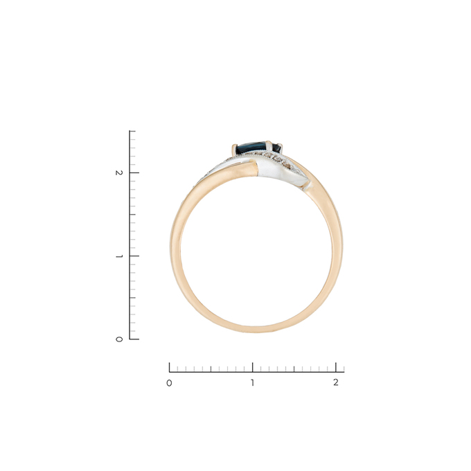 Кольцо из золота 585 пробы c 12 бриллиантами и 1 сапфиром, Л 0512 8715 за 38400