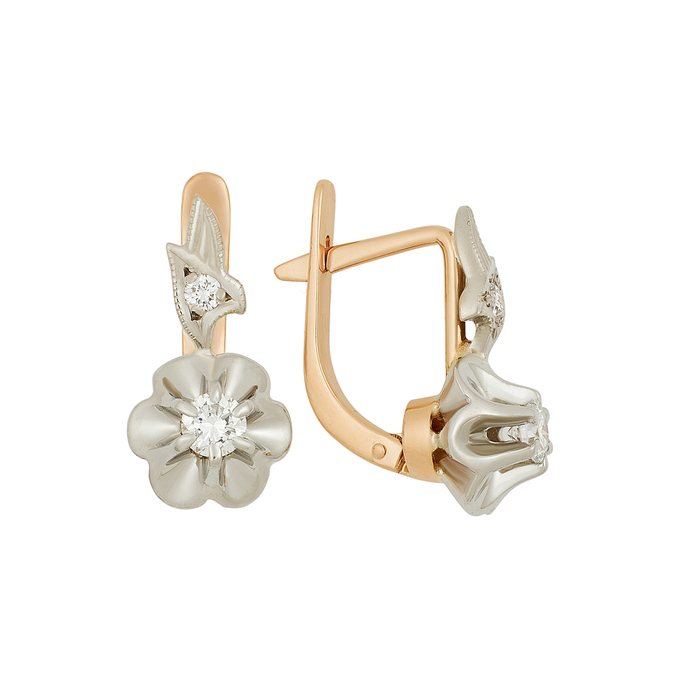 Серьги из золота 585 пробы c бриллиантами