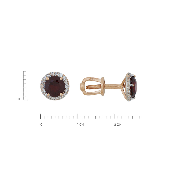 Серьги из золота 585 пробы c гранатами и фианитами, Л 5206 4746 за 13040