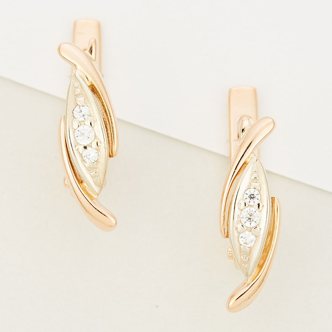 Серьги из золота 585 пробы c фианитами