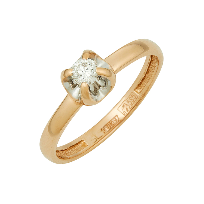 Кольцо из золота 585 пробы c бриллиантом