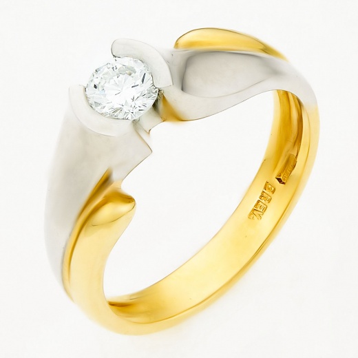 Кольцо из комбинированного золота 750 пробы c 1 бриллиантом Л05075002 фото 1